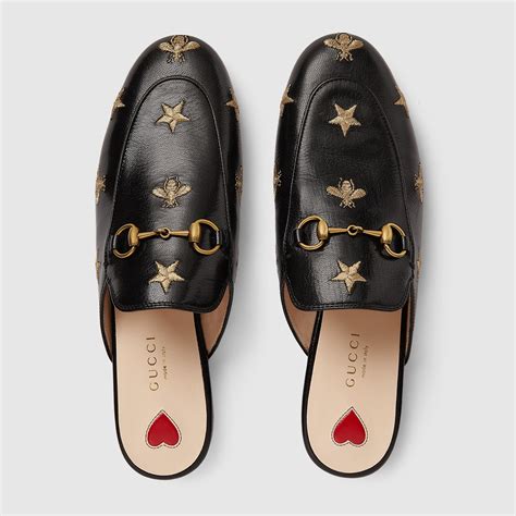 gucci embroidered princetown slipper|gucci princetown striped slippers.